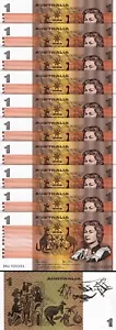 Australia 1 Dollar 1983, UNC, 10 Pcs LOT, Consecutive, P-42d, Johnston & Stone - Picture 1 of 5