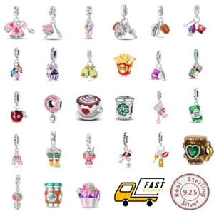 KUNSIR 925 Sterling Silver Charms Food Charms Drink Charms Bracelet Charms DIY - Picture 1 of 88