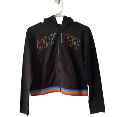 Converse Niños Arco Iris Rayas Parte Inferior Gris Cremallera Completa Sudadera con Capucha Niñas Grande 12/13 Foto 1 de 4
