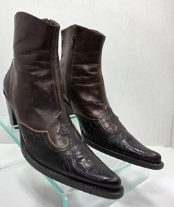 Franco Sarto braune Leder Lowdown Cowgirl Western Stil Stiefeletten Größe 10 M - Bild 1 von 13