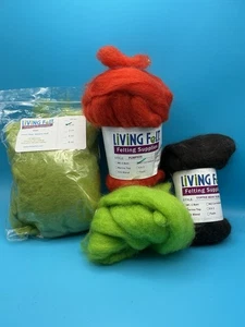 Living Felt Halloween Colors Pumpkin, Green, Kiwi, & Coffee Bean Needle Felting - Picture 1 of 1
