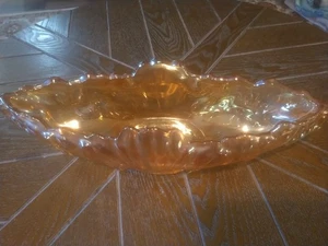 Carnival Glass Iridescent Peach Large Oval bowl, Vintage Exquisite Shape & Color - Picture 1 of 10