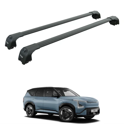 Rack de teto barras transversais trilho nivelado alumínio preto para Kia EV5 2023-2025 - Imagem 1 de 4