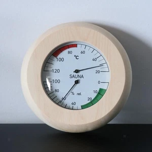 Wooden Sauna Hygrothermograph Thermometer Hygrometer, Sauna Room Humidity and - Picture 1 of 7
