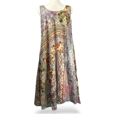 Maxi Vestido Johnny Was M Sin Mangas Boho Patchwork Multicolor 2 Piezas Foto 1 de 4
