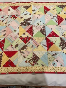 Sock monkey Baby Quilt Handmade Measurements In Pictures - Picture 1 of 7