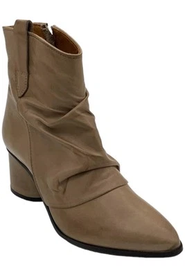 Miz Mooz Leather Ruched Ankle Boots Jared Beige - Image 1 of 3