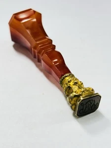 Antique carnelian and yellow metal wax seal - Picture 1 of 11