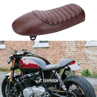 Седло водительское сиденье соло темно-коричневое для Honda Suzuki Yamaha Kawasaki Cafe Racer - Изображение 1 из 4