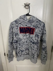Marvel Hoodie Sweatshirt All Over Print Appliqué Marvel Logo Boys Size Large - Picture 1 of 5