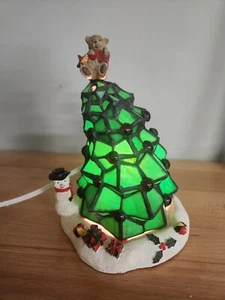 Tiffany Style Christmas Tree Design Holiday Lamp Bear Snowman Stained Glass - Picture 1 of 10