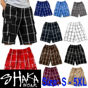 Shaka Wear Men's Checkered Relaxed Fit Plaid Cargo Shorts Loose Fitting S - 5XL - Picture 1 of 12