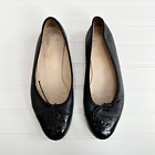 Chanel Ballet Flats Cap Toe CC Black Patent Leather Ballerina Shoes Flats