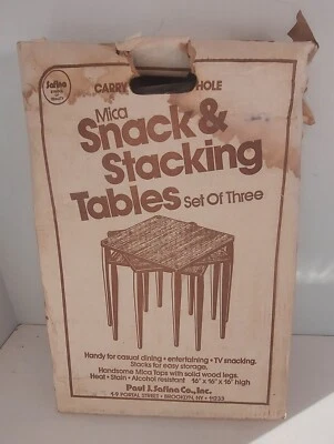 3 Mid Century Modern Stacking Nesting Tables Faux Marble New In Original Box - Image 1 of 4