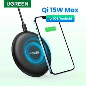 Ugreen Qi 15W Super Fast Wireless Charger Premium Pad for iPhone Samsung Airpod - Picture 1 of 7