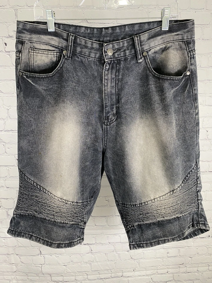 Pantalones Cortos Vaqueros Denim Diseño 5 Bolsillos Gris Oscuro Lavado Sucio Red Ape Hombres (34 x 12) Foto 1 de 4