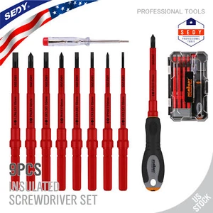 10pc Electrician's Insulated Magnetic Electrical Hand Screwdriver Tool Set New - Picture 1 of 7