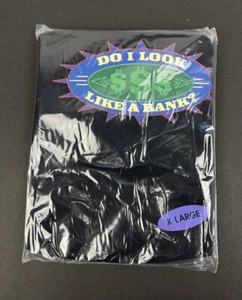 Vintage NOS Late 90s Shoebox Hallmark Do I Look Like A Bank Black T-Shirt XL NEW - Picture 1 of 3