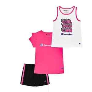 Champion Toddler Girl's Pink/White/Black 3 Piece Active Set - Sizes 18M/2T/4T/5T