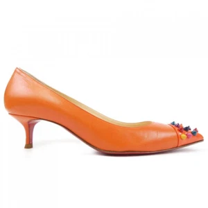 Christian Louboutin Size 37.5 Women's Leather Pumps in Orange - Picture 1 of 6