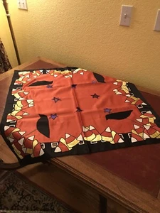 Halloween Table Square 33” x 33” Orange w/ Crows & Candy Corn Border - Picture 1 of 8