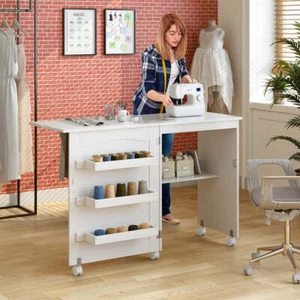Costway 2-In-1 Multifunctional Sewing Machine Cart Table with Lockable Caster... - Picture 1 of 10