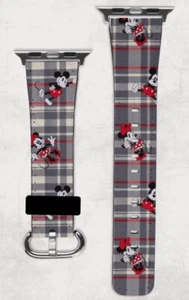 Disney Mickey & Minnie Mouse Apple Watch Band NEW 38/40/41 & 42/44/45 Plaid - Picture 1 of 1