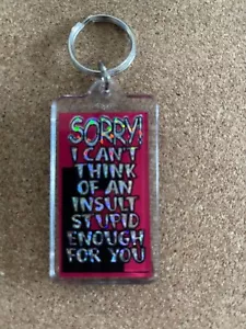 Vintage Sorry I Can't Think of an Insult Stupid Enough For You Keychain Key Ring - Picture 1 of 2
