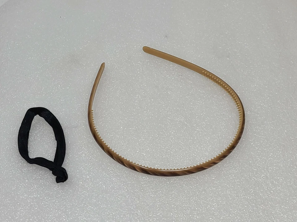 Lote de cabelo faixa de cabeça marrom Scunci e elástico preto - Imagem 1 de 1