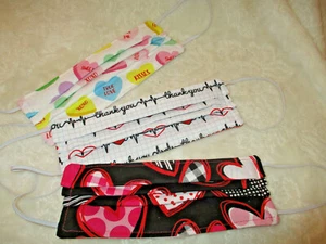 NEW~Face-masks~3 qty.~Handmade~Valentine's Day~Nurses - Picture 1 of 6