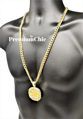 Colgante Última Cena y Collar Cadena Cuerda Cuerda Eslabón Cubano 30" Para Hombre Chapado Circonita  Foto 1 de 4