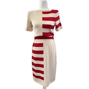 80s St. John for Saks Fifth Avenue Color Block/Striped Knitted Dress - Picture 1 of 3