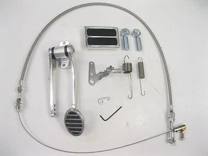 Oval Gas Throttle Pedal + Brake Pad + Cable Kit Street Rod Kit Combo Aluminum - Bild 1 von 6