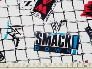 WWE WWF Fabric Rare Vintage Smack Down War Zone Wrestling Fabric Cotton DIY - Picture 1 of 1