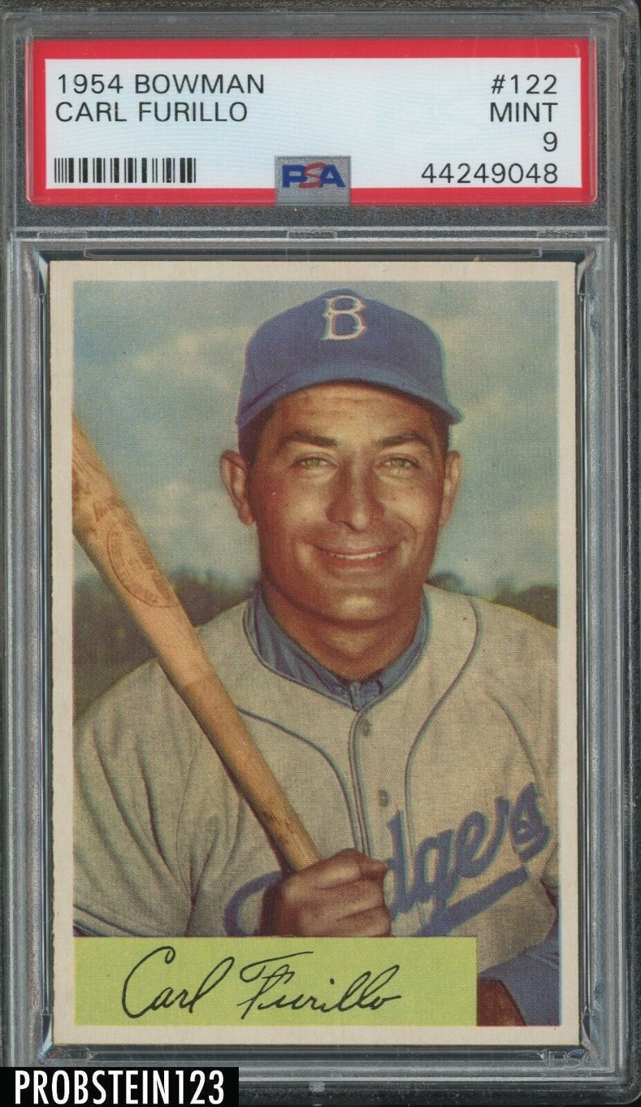 1954 Bowman #122 Carl Furillo Brooklyn Dodgers PSA 9 MINT