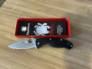 Spyderco Tenacious Knife, Black FRN Handle SER Blade, C122SBK, 004V, SP-14 - Picture 1 of 4