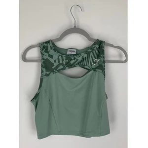 GymShark Power Crop Tank Top Womens Small Willow Sage Green New Athletic B4A7N - Picture 1 of 9