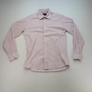 Spier & Mackay Dress Shirt Mens 16 Pink White Striped Slim Fit Linen Long Sleeve - Picture 1 of 9