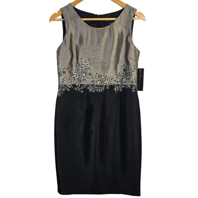 Nipon бутик платье размер 4 титана черный без рукавов украшенный вечеринки - Изображение 1 из 4