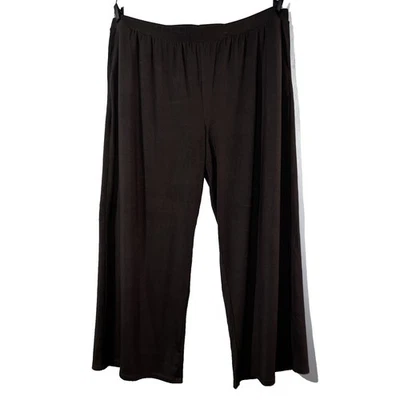 Pantalones recortados LOGO by Lori Goldstein marrón cintura elástica pierna ancha talla grande 2X Foto 1 de 4