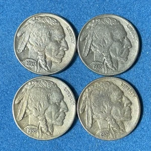 Buffalo Nickels Lot-1935 P(XF), 1935 P(XF), 1935 S(XF), 1935 S(VF) - Picture 1 of 2
