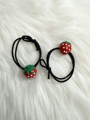 Banda elástica de goma accesorios para el cabello rojo fresa corbata cola de caballo lote 2 Foto 1 de 2