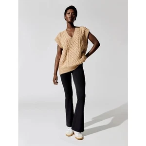 ONA Audrey Sweater Vest Camel Brown Cable Knit Alpaca Wool Blend Oversized XS - Picture 1 of 12