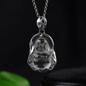 I05 Anhänger Maitreya Buddha weißer Kristall S Sterling Silber 925 - Bild 1 von 11