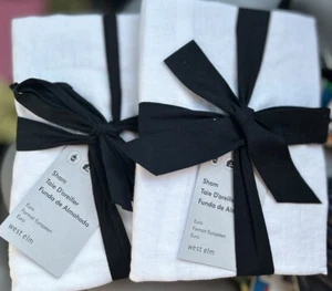 New Set Of 2 West Elm BELGIAN FLAX LINEN Euro Shams ~Set of Two~ White NWT - Picture 1 of 4