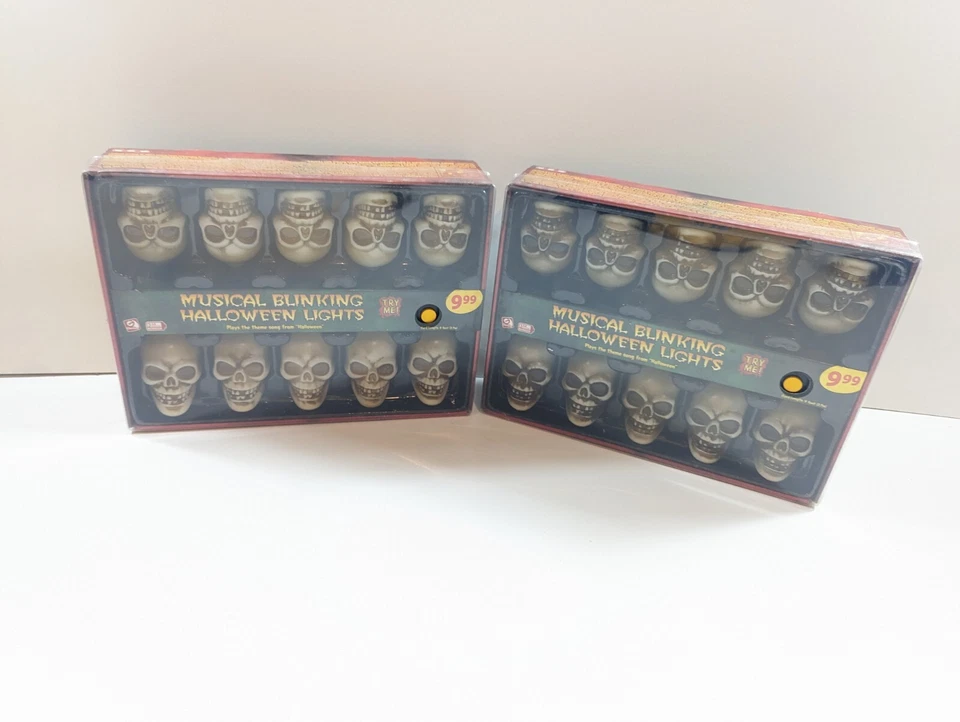 Totally Ghoul Musical Blinking Halloween Skeleton Light String Set Blow Mold