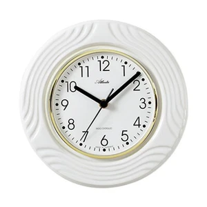 ATLANTA 6020 Küchen-Wanduhr, Funkwanduhr, Keramik, Weiß, rund, Ø 24 cm - Bild 1 von 1