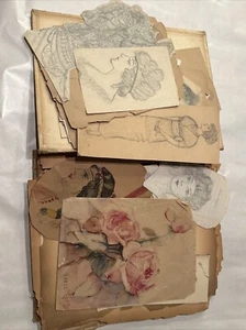 ANTIKE HANDGEZEICHNETE SKIZZE AMATEUR UM 1900 40er Jahre Mode Ephemera Flapper - Bild 1 von 13