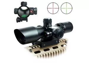 2.5-10x40E Tacticall Rifle Scope Red Green Mil-dot illuminated Red Laser Mount - Picture 1 of 9