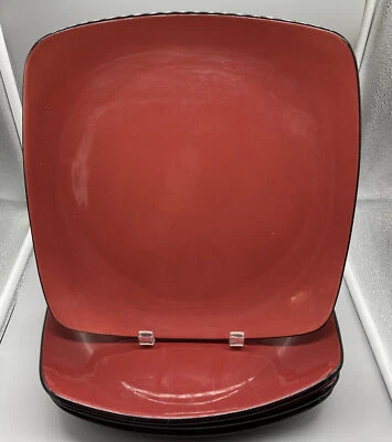 Corelle Hearthstone (4) Plates Stoneware Chili Red Square Plates 11½ inches - Image 1 of 3